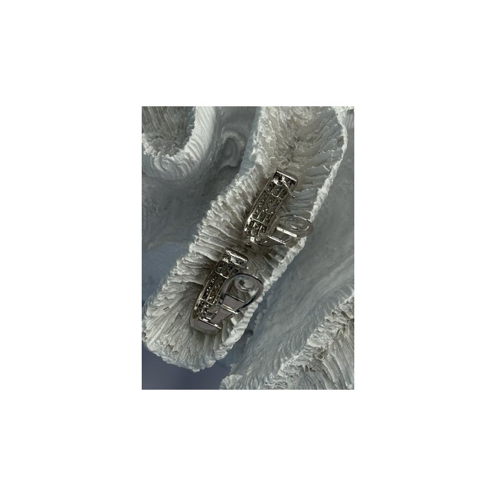 CLASSY 14K WHITE GOLD DIAMOND 1 CARAT EARRINGS LENGTH 0.83 INCH