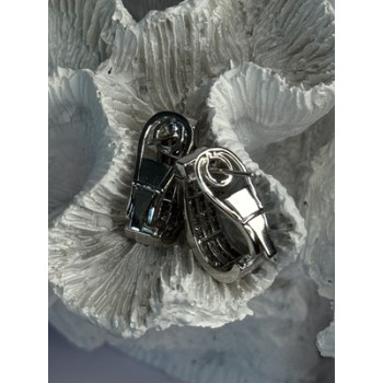 CLASSY 14K WHITE GOLD DIAMOND 1 CARAT EARRINGS LENGTH 0.83 INCH