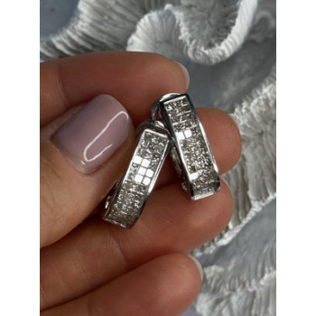 CLASSY 14K WHITE GOLD DIAMOND 1 CARAT EARRINGS LENGTH 0.83 INCH