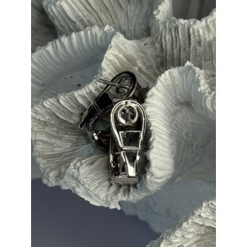 CLASSY 14K WHITE GOLD DIAMOND 1 CARAT EARRINGS LENGTH 0.83 INCH