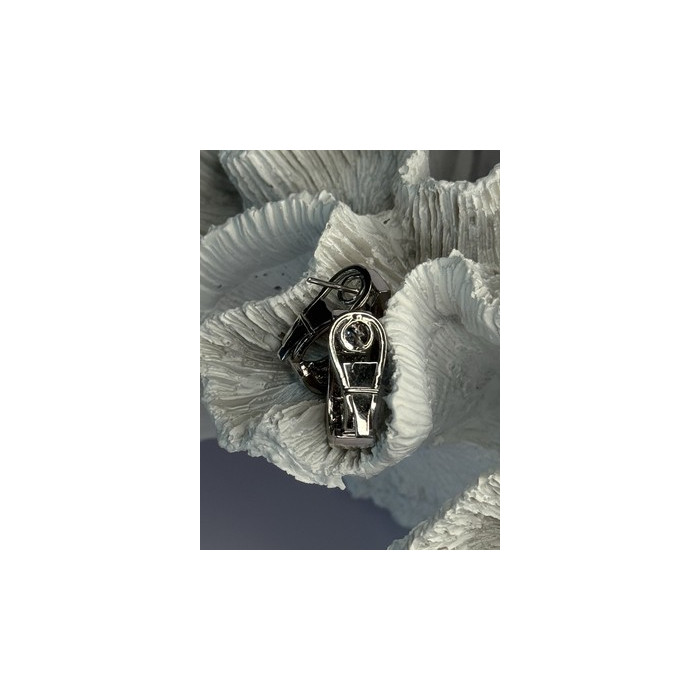 CLASSY 14K WHITE GOLD DIAMOND 1 CARAT EARRINGS LENGTH 0.83 INCH