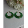 925 Sterling Silver Gold Plated Green Nephrite Jade Earrings Length 1.40 Iinch