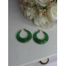 925 Sterling Silver Gold Plated Green Nephrite Jade Earrings Length 1.40 Iinch