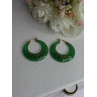 925 Sterling Silver Gold Plated Green Nephrite Jade Earrings Length 1.40 Iinch