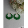 925 Sterling Silver Gold Plated Green Nephrite Jade Earrings Length 1.40 Iinch