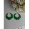 925 Sterling Silver Gold Plated Green Nephrite Jade Earrings Length 1.40 Iinch