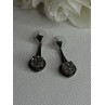 Elegant 925 Sterling Silver Marcasite Earrings Length 1.25 Inch