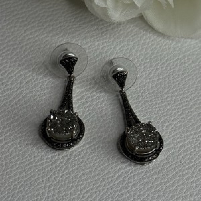 Elegant 925 Sterling Silver Marcasite Earrings Length 1.25 Inch