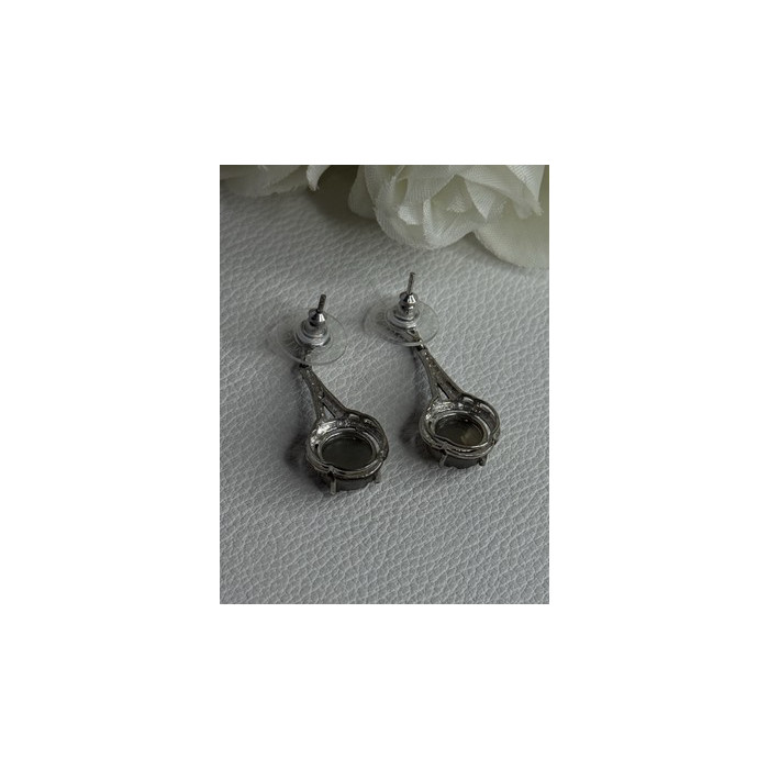Elegant 925 Sterling Silver Marcasite Earrings Length 1.25 Inch