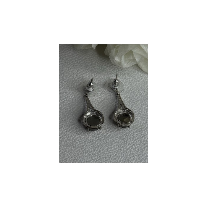 Elegant 925 Sterling Silver Marcasite Earrings Length 1.25 Inch