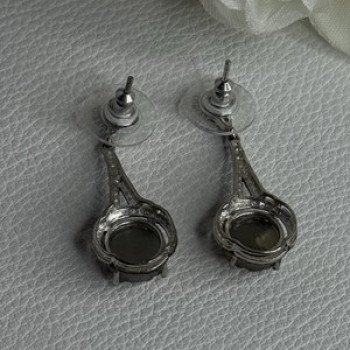 Elegant 925 Sterling Silver Marcasite Earrings Length 1.25 Inch