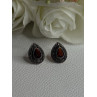 925 Sterling Silver Garnet & Marcasite Earrings Length 0.60 Inch