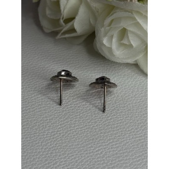 925 Sterling Silver Garnet & Marcasite Earrings Length 0.60 Inch