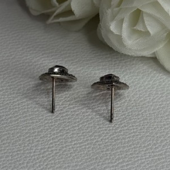 925 Sterling Silver Garnet & Marcasite Earrings Length 0.60 Inch