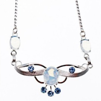 925 Sterling Silver Moonstone & Aquamarine Necklace