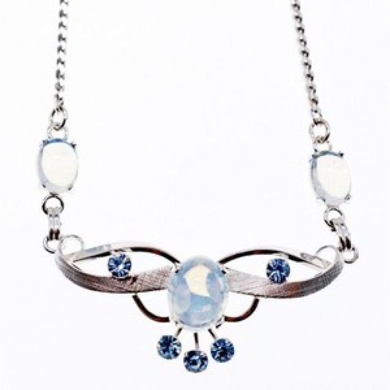 925 Sterling Silver Moonstone & Aquamarine Necklace