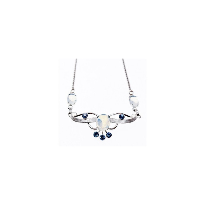 925 Sterling Silver Moonstone & Aquamarine Necklace