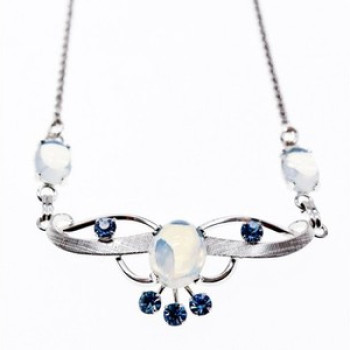 925 Sterling Silver Moonstone & Aquamarine Necklace