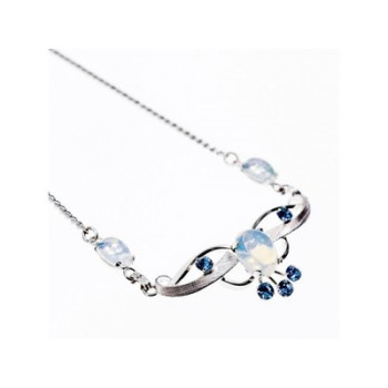 925 Sterling Silver Moonstone & Aquamarine Necklace