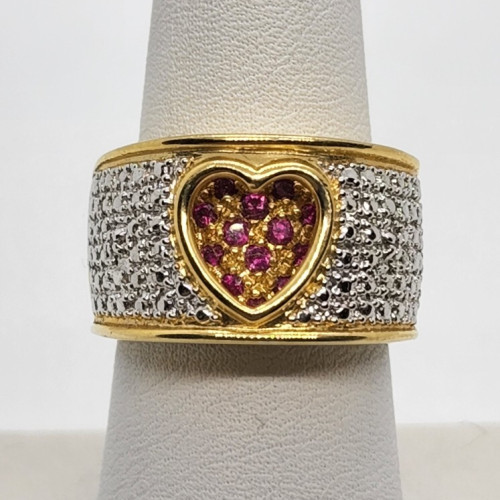 925 Sterling Silver Ruby Ring Size 7.5