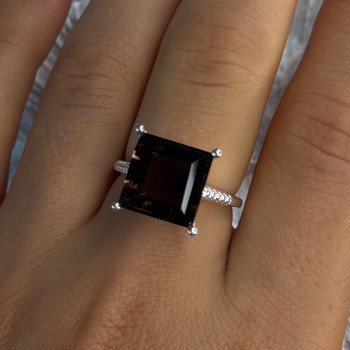 925 Sterling Silver Dravite Brown Tourmaline Ring Size 8