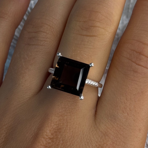 925 Sterling Silver Dravite Brown Tourmaline Ring Size 8