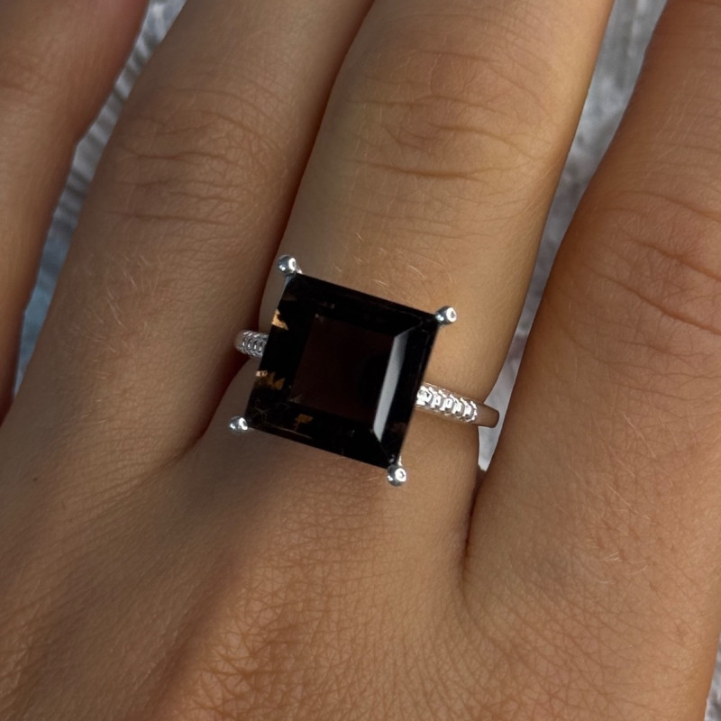 925 Sterling Silver Dravite Brown Tourmaline Ring Size 8