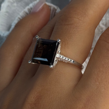 925 Sterling Silver Dravite Brown Tourmaline Ring Size 8