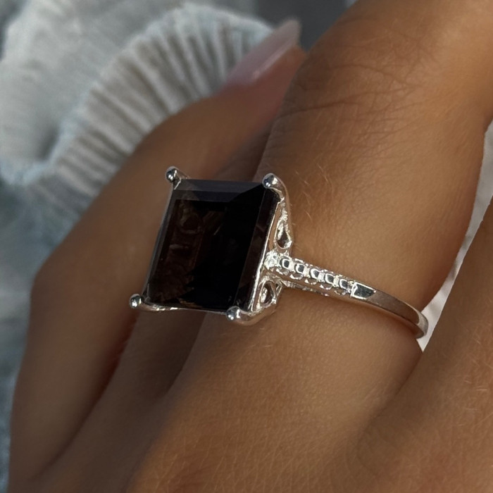 925 Sterling Silver Dravite Brown Tourmaline Ring Size 8