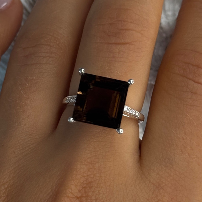 925 Sterling Silver Dravite Brown Tourmaline Ring Size 8