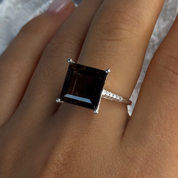 925 Sterling Silver Dravite Brown Tourmaline Ring Size 8