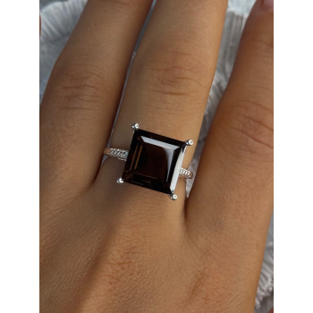 925 Sterling Silver Dravite Brown Tourmaline Ring Size 8