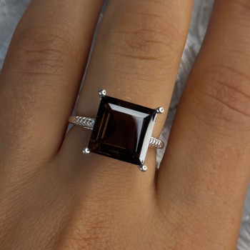 925 Sterling Silver Dravite Brown Tourmaline Ring Size 8