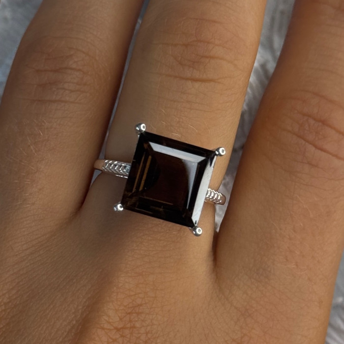 925 Sterling Silver Dravite Brown Tourmaline Ring Size 8