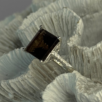 925 Sterling Silver Dravite Brown Tourmaline Ring Size 8