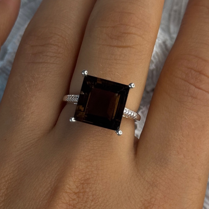 925 Sterling Silver Dravite Brown Tourmaline Ring Size 8