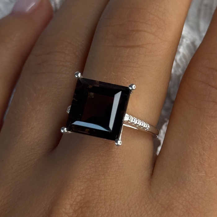 925 Sterling Silver Dravite Brown Tourmaline Ring Size 8