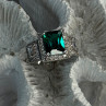 925 Sterling Silver Emerald & Cz Ring Size 6