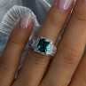 925 Sterling Silver Emerald & Cz Ring Size 6