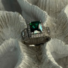 925 Sterling Silver Emerald & Cz Ring Size 6