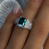925 Sterling Silver Emerald & Cz Ring Size 6
