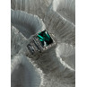 925 Sterling Silver Emerald & Cz Ring Size 6