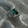 925 Sterling Silver Emerald & Cz Ring Size 6