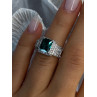 925 Sterling Silver Emerald & Cz Ring Size 6