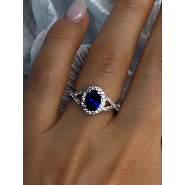 925 Sterling Silver Sapphire & Beryl Ring Size 7