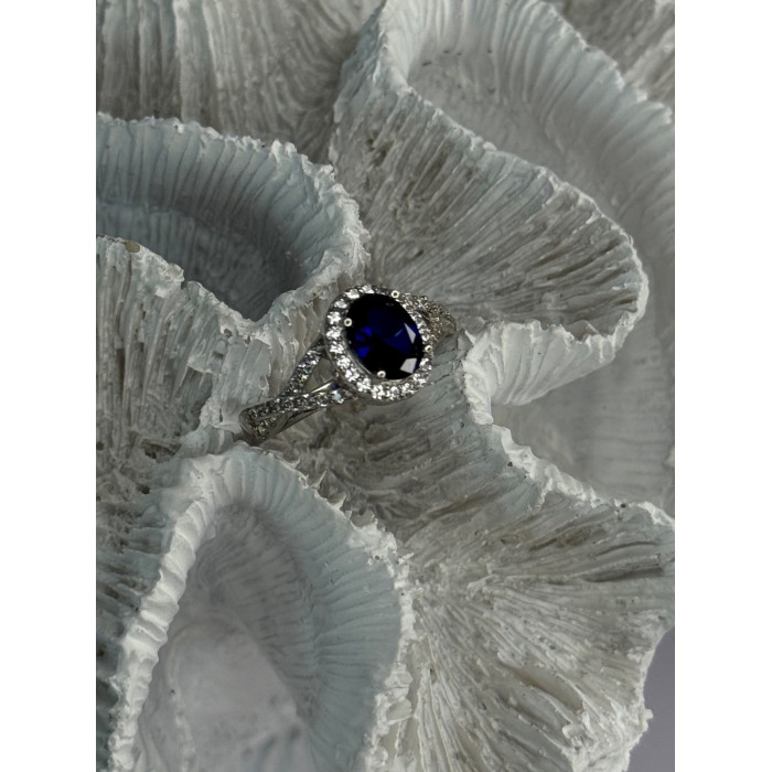 925 Sterling Silver Sapphire & Beryl Ring Size 7