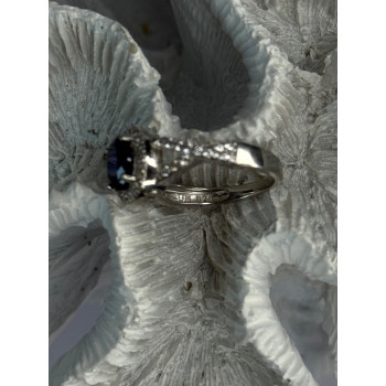 925 Sterling Silver Sapphire & Beryl Ring Size 7