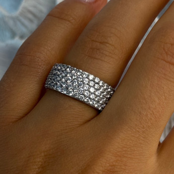 Elegant 925 Sterling Silver White Topaz Ring Size 6.5