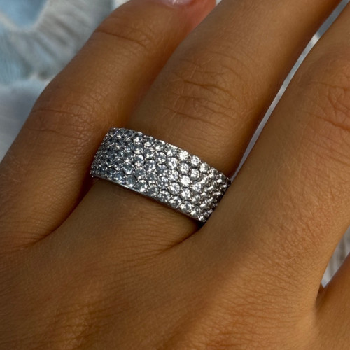 Elegant 925 Sterling Silver White Topaz Ring Size 6.5
