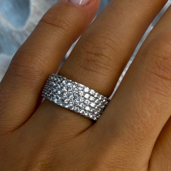 Elegant 925 Sterling Silver White Topaz Ring Size 6.5